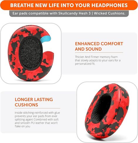 WC PadZ Crusher Evo - Earpads for Skullcandy Crusher Evo & Hesh ANC | Made by Wicked Cushions | Also fits Crusher Wireless & More, Enhanced Comfort & Sound Isolation | Black in Kuwait