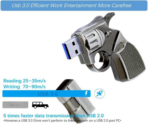 WooTeck 64GB Metal Revolver Gun USB 3.0 Flash Drive Livid in Kuwait