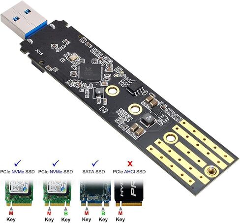 Combo Type-C & USB3.0 to NVME M-Key M.2 NGFF SATA SSD PCBA Case 2230/2242mm Adapter RTL9210B Chipset in Kuwait