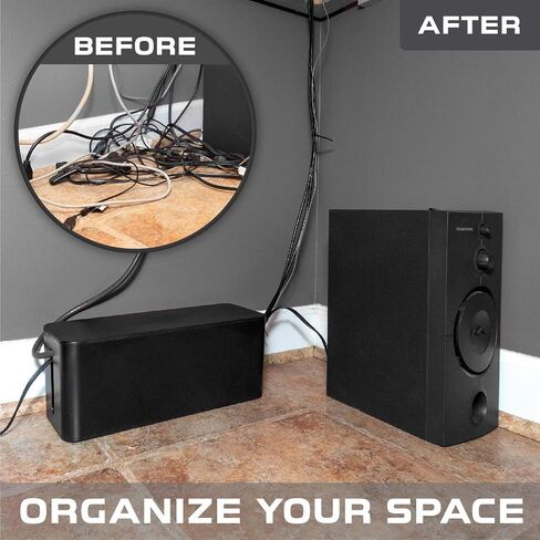 Iron Forge Cable Large Cable Management Box, Black, Includes Cable Sleeve in Kuwait