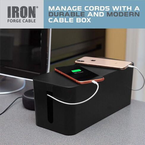 Iron Forge Cable Large Cable Management Box, Black, Includes Cable Sleeve in Kuwait