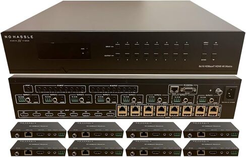 8x16 HDbaseT 4K Matrix SWITCHER 8x8 16x16 مع 8 أجهزة استقبال (CAT5e أو CAT6) HDMI HDCP2.2 محدد توجيه HDTV SPDIF Audio CONTROL4 Savant Home Automation 4K2K in Kuwait