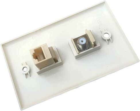 BOPLAT Single Gang CAT6 Ethernet Coax Wall Plate Light اللوز - CAT 6 RJ45 لوحة غطاء محورية أنثى إلى أنثى لكابلات شبكة CAT6/CAT5e وتلفزيون الكابل in Kuwait