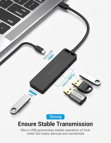 VENTION USB C Hub, USB Type C to USB Adapter with 4 USB 3.0 Ports, Thunderbolt 3 USB 3.0 Port with Powered Support, USB Hub for Laptops, MacBook Pro/Air 2020/2019 and More USB Type C Devices 0.5FT in Saudi Arabia