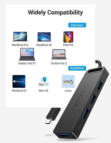 VENTION USB C Hub, USB Type C to USB Adapter with 4 USB 3.0 Ports, Thunderbolt 3 USB 3.0 Port with Powered Support, USB Hub for Laptops, MacBook Pro/Air 2020/2019 and More USB Type C Devices 0.5FT in Saudi Arabia
