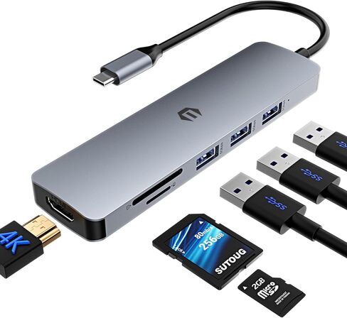 Docking Station, 6-in-1 USB C Hub with 4K HDMI Output, SD/TF Card Reader, USB 3.0 Up to 5Gpbs, Compatible for Laptop and Other Type C Devices in Saudi Arabia