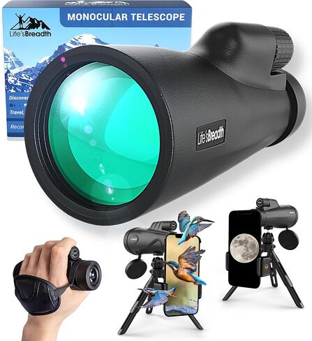 12x56 Monocular Telescope with Smartphone Adapter and Upgraded Tripod, HD Handheld Telescope - High Powered Monocular Scope for Adults - Birdwatching, Gifts for Men Him Dad Husband Boyfriend (Green) in Saudi Arabia
