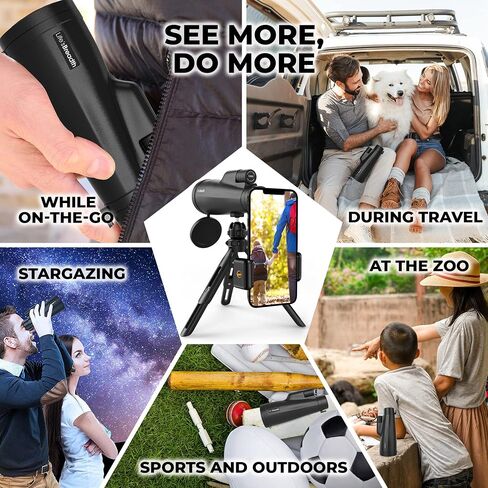 12x56 Monocular Telescope with Smartphone Adapter and Upgraded Tripod, HD Handheld Telescope - High Powered Monocular Scope for Adults - Birdwatching, Gifts for Men Him Dad Husband Boyfriend (Green) in Saudi Arabia
