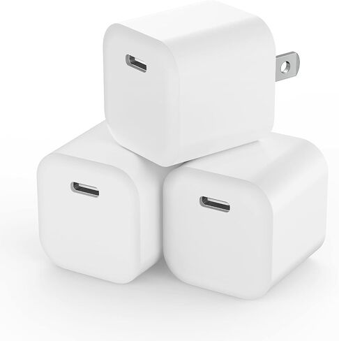 كتلة شاحن USB C، محول طاقة شاحن الهاتف Besgoods C نوع شحن سريع مكعب قابس حائط متوافق مع iPhone 17 16 15 Pro Max 14 13 12 11 SE XR XS X 8 iPad Watch - أبيض، 3 عبوات in Kuwait