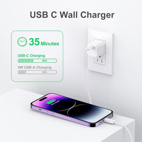 كتلة شاحن USB C، محول طاقة شاحن الهاتف Besgoods C نوع شحن سريع مكعب قابس حائط متوافق مع iPhone 17 16 15 Pro Max 14 13 12 11 SE XR XS X 8 iPad Watch - أبيض، 3 عبوات in Kuwait
