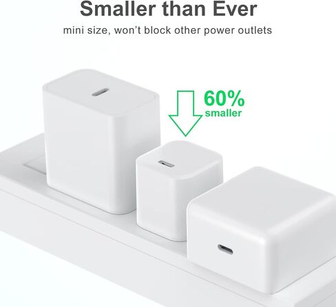 كتلة شاحن USB C، محول طاقة شاحن الهاتف Besgoods C نوع شحن سريع مكعب قابس حائط متوافق مع iPhone 17 16 15 Pro Max 14 13 12 11 SE XR XS X 8 iPad Watch - أبيض، 3 عبوات in Kuwait