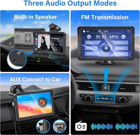 Apple CarPlay، ستيريو سيارة محمول لاسلكي Apple Carplay & Android Auto، شاشة لمس IPS 7 بوصة، راديو سيارة محمول مع بلوتوث حر اليدين/وصلة مرآة/AirPlay/Siri/USB/TF/AUX/FM in Kuwait