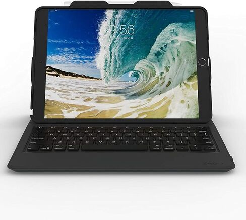 ZAGG Rugged Messenger لجهاز iPad Pro 10.5 بوصة وPad Air 10.5 بوصة (الجيل 3) - حافظة بإضاءة خلفية 7 ألوان ولوحة مفاتيح بلوتوث - أسود in Kuwait