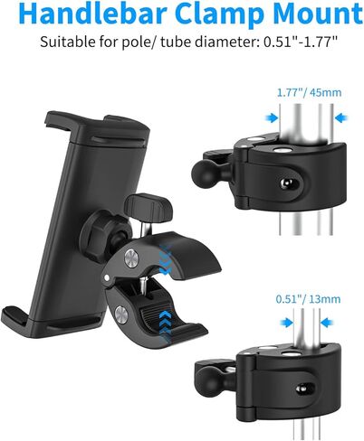 اوزكو حامل تابلت عالمي للدراجة الهوائية، حامل تابلت لركوب الدراجات، مشبك حامل تابلت بمقود 360 درجة لايباد 12.9 برو اير ميني 5 4 3، جالكسي تابز، ايفون، تابلت 4-13 انش والجوالات in Kuwait