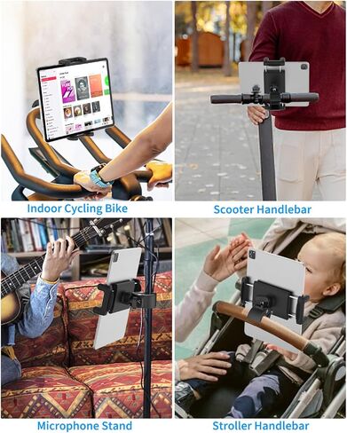 اوزكو حامل تابلت عالمي للدراجة الهوائية، حامل تابلت لركوب الدراجات، مشبك حامل تابلت بمقود 360 درجة لايباد 12.9 برو اير ميني 5 4 3، جالكسي تابز، ايفون، تابلت 4-13 انش والجوالات in Kuwait