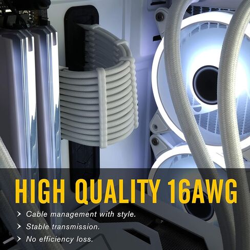 EZDIY-FAB PSU Cable Extension kit Sleeved Cable Custom Power Supply Sleeved Extension 16 AWG 24-PIN 8-PIN 6-PIN 4+4-PIN with White Combs-White Connector-White and Purple Cable in Saudi Arabia