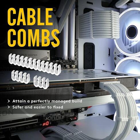 EZDIY-FAB PSU Cable Extension kit Sleeved Cable Custom Power Supply Sleeved Extension 16 AWG 24-PIN 8-PIN 6-PIN 4+4-PIN with White Combs-White Connector-White and Purple Cable in Saudi Arabia