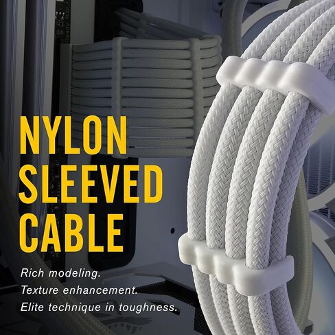 EZDIY-FAB PSU Cable Extension kit Sleeved Cable Custom Power Supply Sleeved Extension 16 AWG 24-PIN 8-PIN 6-PIN 4+4-PIN with White Combs-White Connector-White and Purple Cable in Saudi Arabia