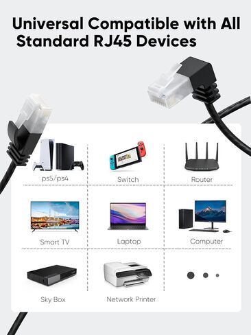CableCreation Ultra Slim Cat6a Ethernet Short Cable OD 2.8mm, Up Angle LAN Super Light Cord, High Speed 10G UTP Network Patch Cable, Internet Wire for PC,Router,Modem,Printer,TV Box,PS5; 1.64FT/0.5M in Saudi Arabia