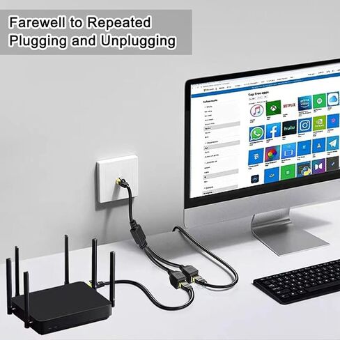 محول شبكة مقسم ايثرنت 1 الى 2 منفذ سارتي مناسب للفئة الفائقة 5/5e/6/7، متوافق مع المعدات مع واجهة ار جيه 45 والكمبيوتر والراوتر وصندوق الإعداد والمودم البصري in Kuwait