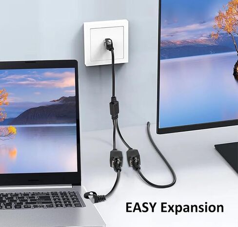 محول شبكة مقسم ايثرنت 1 الى 2 منفذ سارتي مناسب للفئة الفائقة 5/5e/6/7، متوافق مع المعدات مع واجهة ار جيه 45 والكمبيوتر والراوتر وصندوق الإعداد والمودم البصري in Kuwait