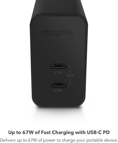 شاحن mophie speedport 20 USB-C GaN 20W سريع وقابل للطي لأجهزة MacBook Pro 13 وGalaxy S22/S22+/S22 Ultra/S21 وNote 20/10 وiPhone 14/13/12 Pro والمزيد - أسود in Kuwait