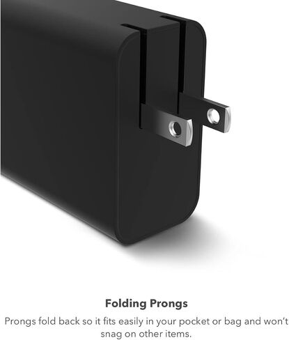 شاحن mophie speedport 20 USB-C GaN 20W سريع وقابل للطي لأجهزة MacBook Pro 13 وGalaxy S22/S22+/S22 Ultra/S21 وNote 20/10 وiPhone 14/13/12 Pro والمزيد - أسود in Kuwait