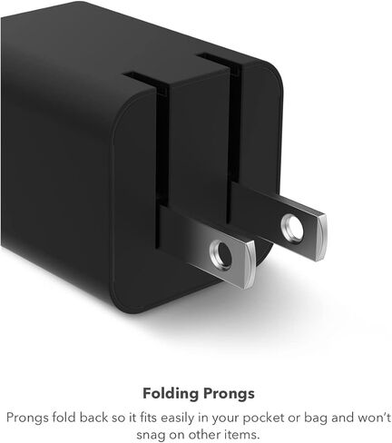 mophie Speedport 120W GaN Dual USB-C & USB-A Fast Wall Charger | Compact Foldable Prongs | 120 Watt - Black in Saudi Arabia