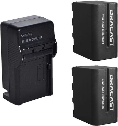 Dracast 2 Pack Battery and Wall Charger Kit | 6600 mAh Rechargeable Li-Ion Batteries and Wall Charger for Sony NP F550, F530, F970, F960, F770, F750, F330 in Saudi Arabia