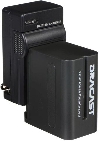 Dracast 2 Pack Battery and Wall Charger Kit | 6600 mAh Rechargeable Li-Ion Batteries and Wall Charger for Sony NP F550, F530, F970, F960, F770, F750, F330 in Saudi Arabia