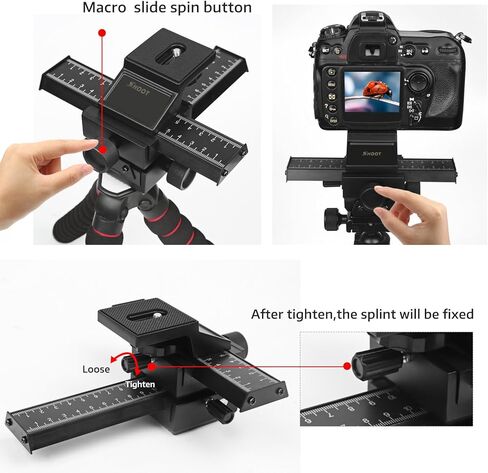 D&F 4 طرق رافعة منزلقة بتركيز ماكرو قياسي ببرغي 1/4 بوصة لكاميرا Canon Nikon Sony DSLR الرقمية وقفل DC in Kuwait