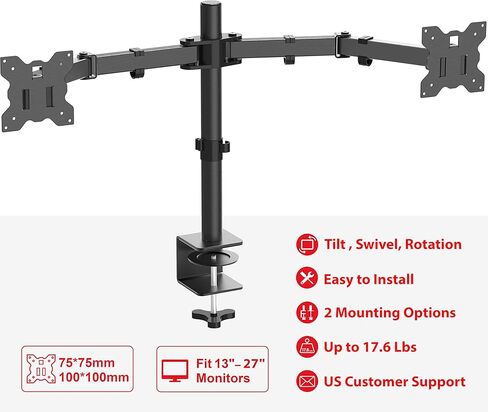 SHW Dual Monitor Stand Arm VESA Desk Mount for Gaming/Office Computer Double Monitors in Kuwait