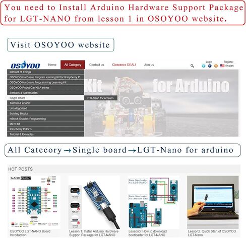 OSOYOO 3pcs LGT Nano for Arduino Nano Compatible with ATmega328p Chip Nano Board with USB-C Interface in Saudi Arabia