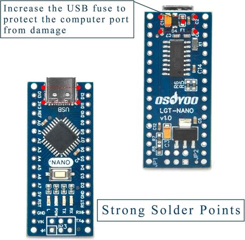 OSOYOO 3pcs LGT Nano for Arduino Nano Compatible with ATmega328p Chip Nano Board with USB-C Interface in Saudi Arabia
