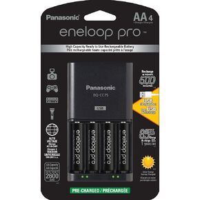 شاحن بطارية متطور من باناسونيك K-KJ75KHC4BA مع منفذ شحن USB وبطاريات 4AA eneloop pro عالية السعة قابلة لإعادة الشحن in Kuwait