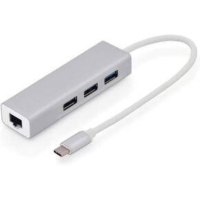 محول MMOBIEL USB-C إلى Ethernet RJ45 متوافق مع MacBook Air/Pro وiMac وAcer وLenovo وAsus وHP وSamsung وHuawei والمزيد - USB من النوع C - 1000 ميجابت في الثانية 3 USB Multiport Hub 3.0 فائق النحافة - فضي in Saudi Arabia