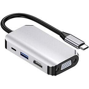 4 في 1 USB Type C Hub Splitter Docking Station Dongle Multiport محول، UHD HDMI 4K@30 هرتز، VGA 1080P@60 هرتز، USB 3.0، شحن سريع USB C، 5 جيجابت في الثانية متوافق مع MacBook وiPad وSamsung وDell XPS والكمبيوتر المحمول in Kuwait
