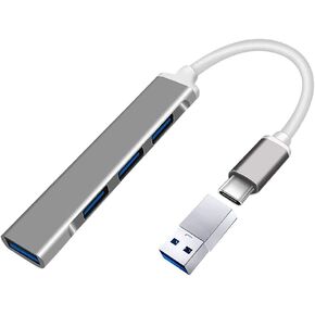 محول USB C Hub، 4 منافذ USB 3.0 ومحول شحن من النوع C متوافق مع MacBook Pro/Air ipad Apple، Chromebook (رمادي) in Kuwait