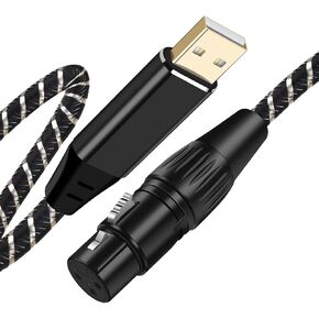 NCGGY USB Microphone Cable 6.6Ft,XLR to USB Cable,USB Male to XLR Female Mic Link Cable Adapter for Microphones,Recording,Karaoke,Live Podcast