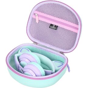 Tourmate Hard Travel Case for Riwbox CT-7 CT-7S / iClever HS01 / FosPower Cat Ear LED Light Kids Wireless Headphones, Protective Carrying Storage Bag（Box for Sale） (Purple&Pink) in Kuwait
