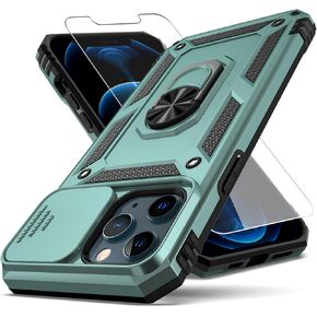 حافظة YZOK لهاتف iPhone 12 Pro Max، مع غطاء عدسة الكاميرا وواقي شاشة HD، [درجة عسكرية] حامل حلقي للسيارة ومسند هجين صلب من مادة TPU الناعمة المقاومة للصدمات لهاتف iPhone 12 Pro Max-Purple in Saudi Arabia