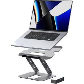 j5create Laptop Stand with USB C 4K HDMI Display Hub - 2 USB A 5Gbps, PD 100W with USB-C 5Gbps | Aluminum Computer Riser for MacBook and Windows Notebook (JTS327) in Kuwait