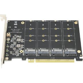 بطاقة محول، 4 منافذ M.2 NVMe SSD إلى بطاقة توسيع PCIE X16، تدعم وظيفة RAID، بروتوكول PCIE 3.0، 4.0 (PH44) in Kuwait