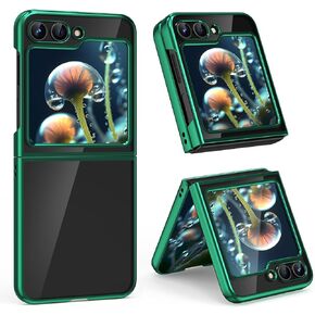 حافظات MATEPROX الشفافة لهاتف Samsung Galaxy Z Flip 5، غطاء هاتف شفاف ورفيع وخفيف الوزن مع إطار مطلي بالكهرباء لهاتف Samsung Galaxy Z Flip 5 5G-Green in Kuwait