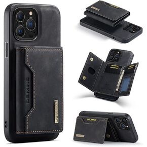 SZHAIYU Leather Wallet Phone Cases Compatible with iPhone 14 Pro Case with Card Holder Men 6.1'' 2 in 1 Detachable Back Cover (Black,IP 14 Pro)