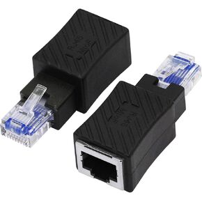 YACSEJAO Cat5e/Cat6 RJ45 محول إيثرنت، 2 حزمة إيثرنت 90 درجة RJ45 / 8P8C ذكر إلى أنثى محول الزاوية اليمنى يدعم Cat6 / Cat5e / Cat5 كابل LAN القياسي (أعلى) in Kuwait