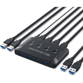 NFHK KVM USB 2.0 محدد التبديل 4 منافذ أجهزة الكمبيوتر مشاركة 4 أجهزة للطابعة الماسح الضوئي لوحة المفاتيح والماوس in Kuwait
