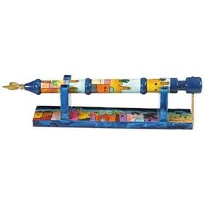 Yair Emanuel Hand Painted Wooden Yad - Torah Pointer With Stand Jerusalem Design (TP-1) in Saudi Arabia