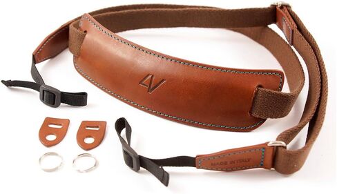 Lusso Tuscany Leather Medium Handmade Leather Camera Strap w/Universal Fit Kit, Black/Cyan (2MP01BVV0930) in Kuwait