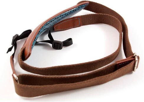 Lusso Tuscany Leather Medium Handmade Leather Camera Strap w/Universal Fit Kit, Black/Cyan (2MP01BVV0930) in Kuwait